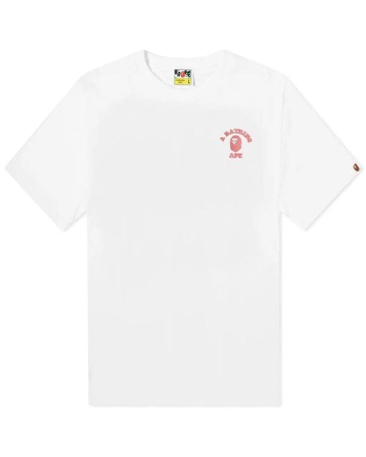 A Bathing Ape White College One Point T-Shirt for men
