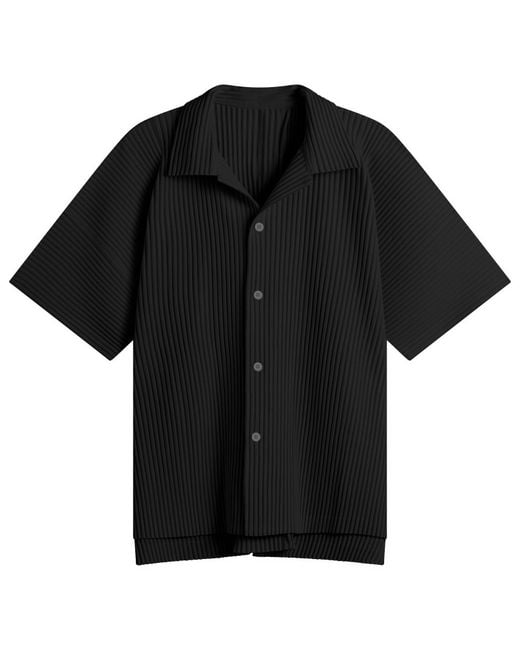 Homme Plissé Issey Miyake Black Pleat Short Sleeve Shirt for men