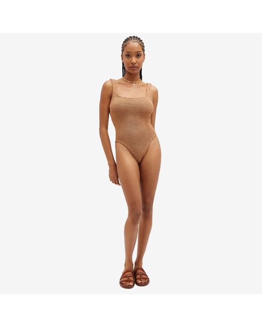 Hunza G Brown Square Neck Swimsuit