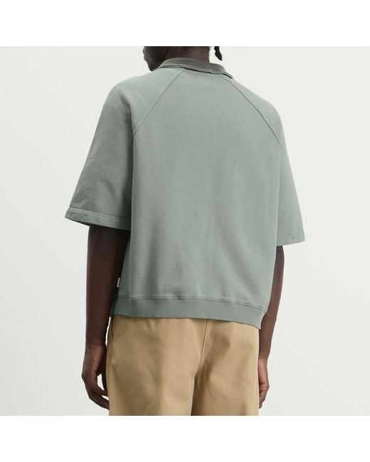BOUND Gray Snow Wash Jersey Half Zip Polo for men