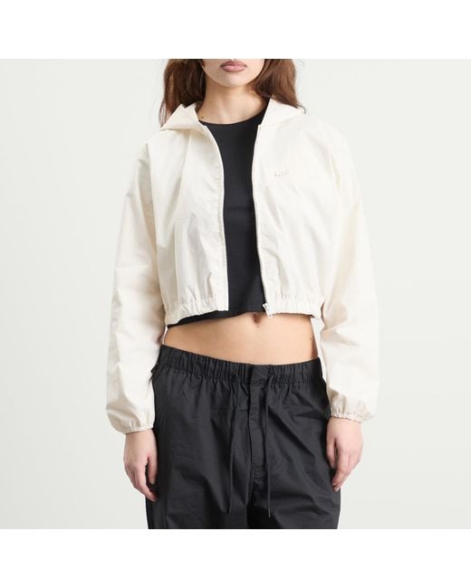 Skims White Sateen Crop Zip Up Jacket