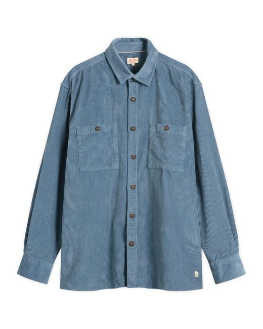 Armor Lux Blue Corduroy Overshirt for men