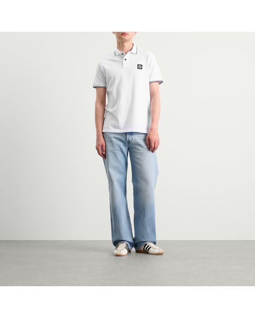 Stone Island White Patch Logo Polo for men