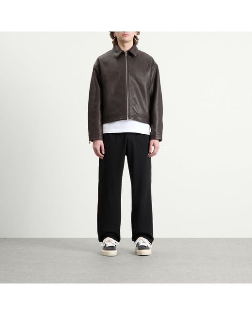 Cole Buxton Brown Shrunken Leather Jacket for men