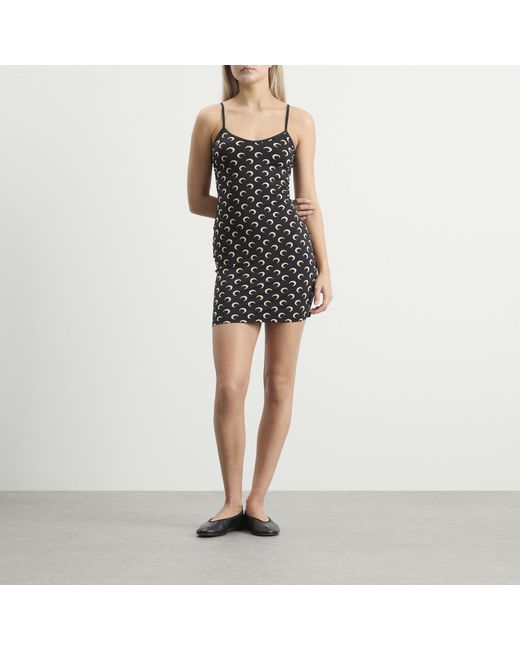 MARINE SERRE Black Moon Printed Mini Dress