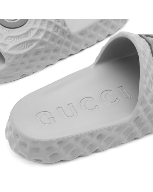 Gucci Gray Interlocking Logo Ripple Sole Slide for men