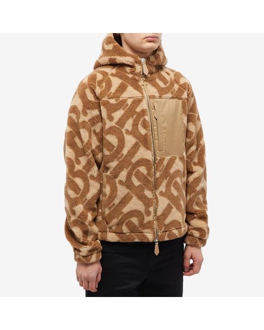Burberry Southmead Monogram Fleece Jacket In Brown