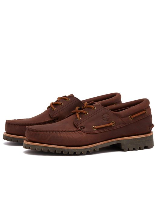 Timberland Brown Two Tone Authentic 3 Eye Classic Lug Shoe for men