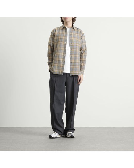 Auralee Gray Airy Wool Check Shirt for men