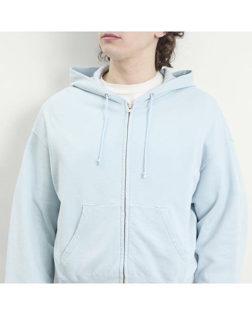 Auralee Blue High Twist Zip Hoodie for men
