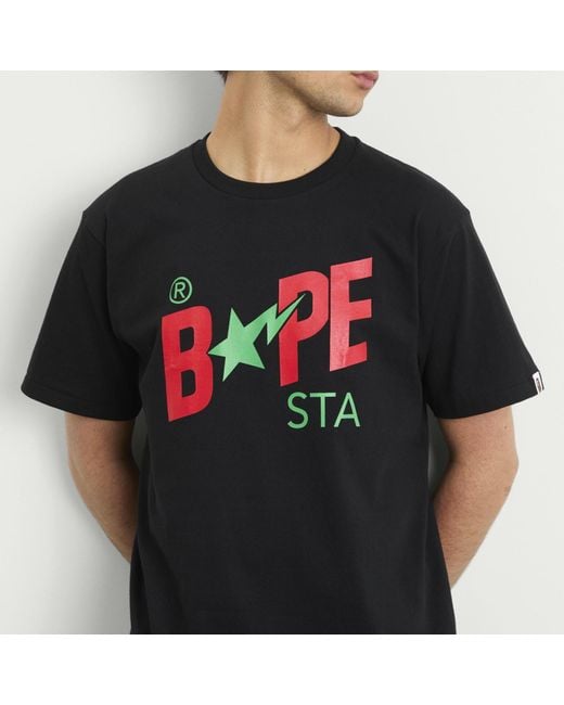 A Bathing Ape Black Colors Bape Sta Tee for men