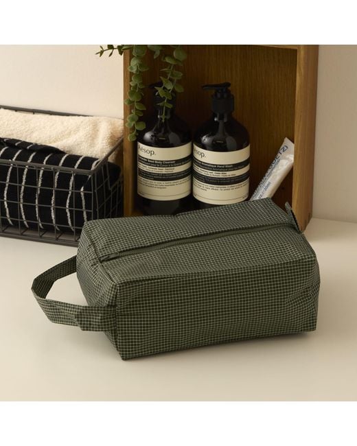 Hay Green Grid Wash Bag