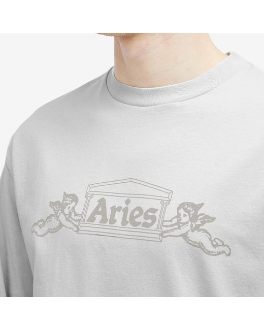 Aries Gray Long Sleeve Winged Temple T-Shirt for men