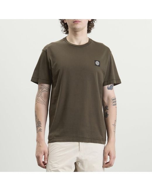 Stone Island Green Patch Logo T-Shirt for men
