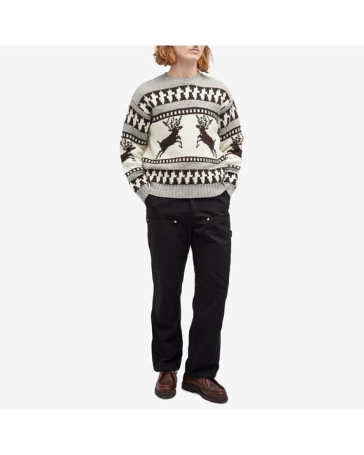 Beams Plus Multicolor Winter Pattern Crew Jumper for men