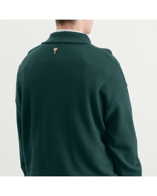 AMI Green Boxy Polo Shirt for men