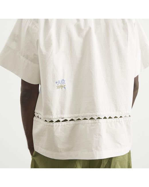 STORY mfg. White Story Mfg Greetings Hand Embroidered Shirt for men