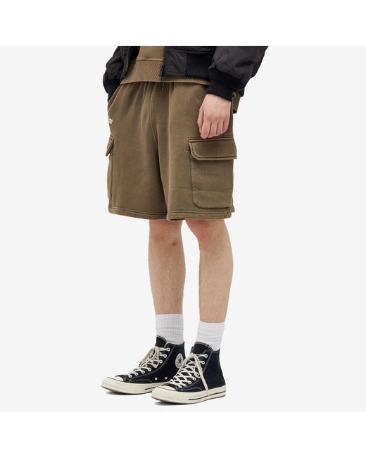 PATTA Brown Basic Washed Cargo Sweat Shorts for men