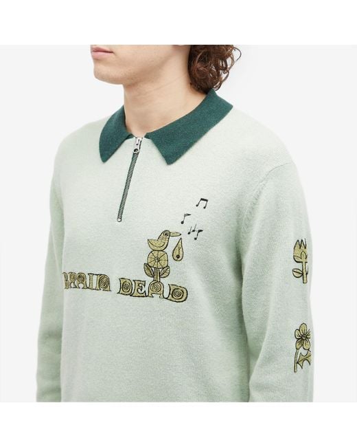 Brain Dead Green Lex Half Zip Sweatshirt for men