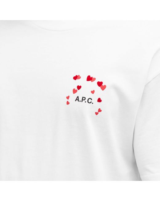 A.P.C. White Valentines Logo T-Shirt for men