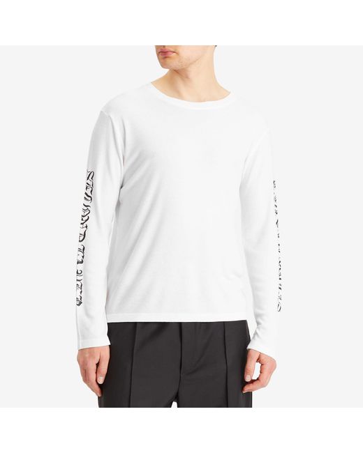 Second/Layer White Destroyed Skate Wave Long Sleeve T-Shirt for men