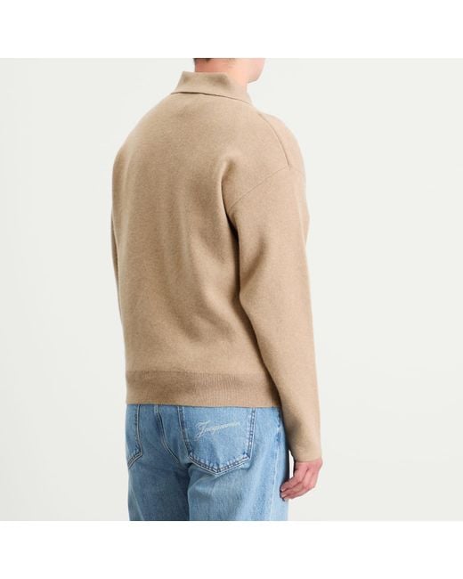 Jacquemus Natural Wool Cashmere Knitted Polo for men