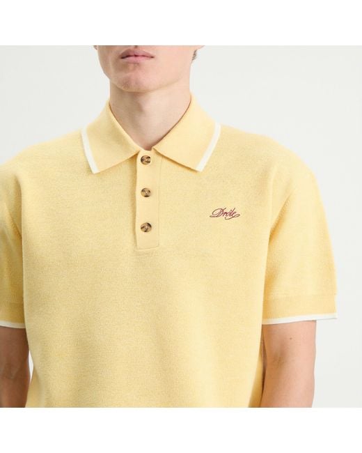 Drole de Monsieur Yellow Woven Polo for men