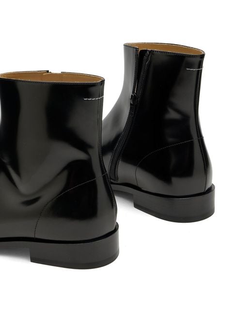 Maison Margiela Black Mm6 Leather Ankle Boot for men