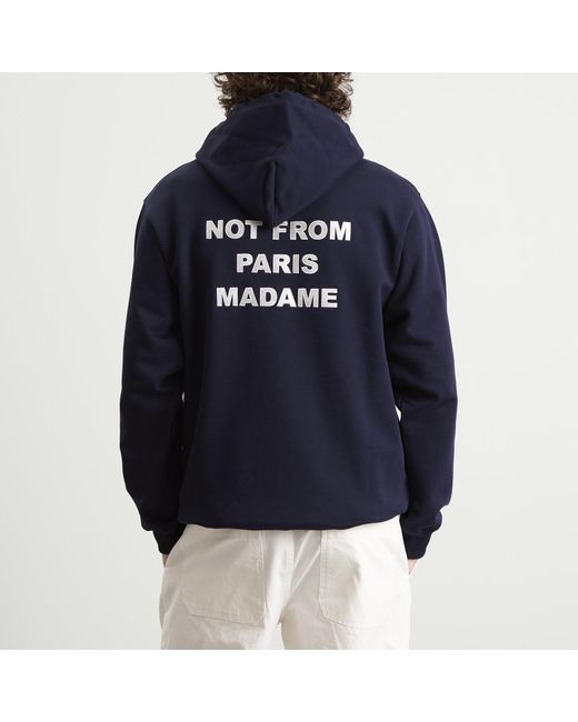 Drole de Monsieur Blue Not From Paris Madame Slogan Hoodie for men