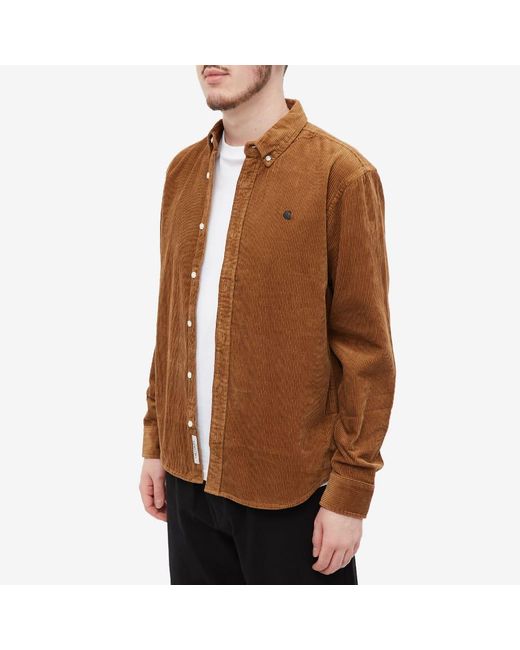 Carhartt WIP Madison Cord Shirt in Brown for Men | Lyst