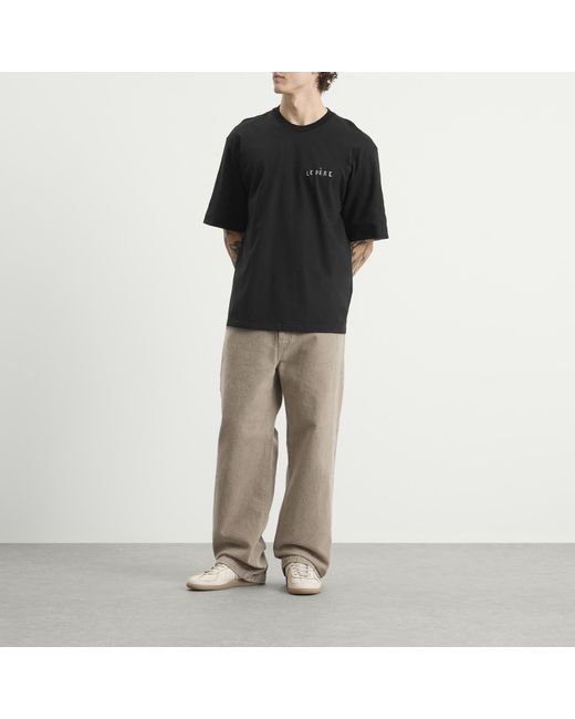 le PERE Black Double Sleeve T-Shirt for men