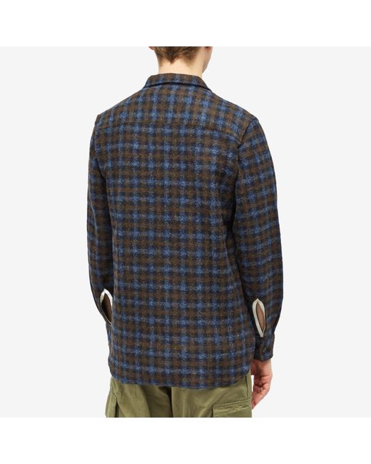 Universal Works Blue Checkered Fleece Work Shirt for men