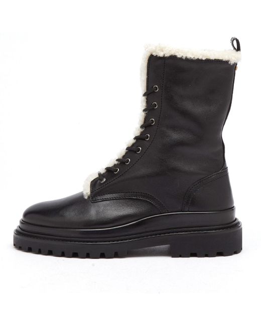 Isabel Marant Black Leather And Shearling Ranger Boot