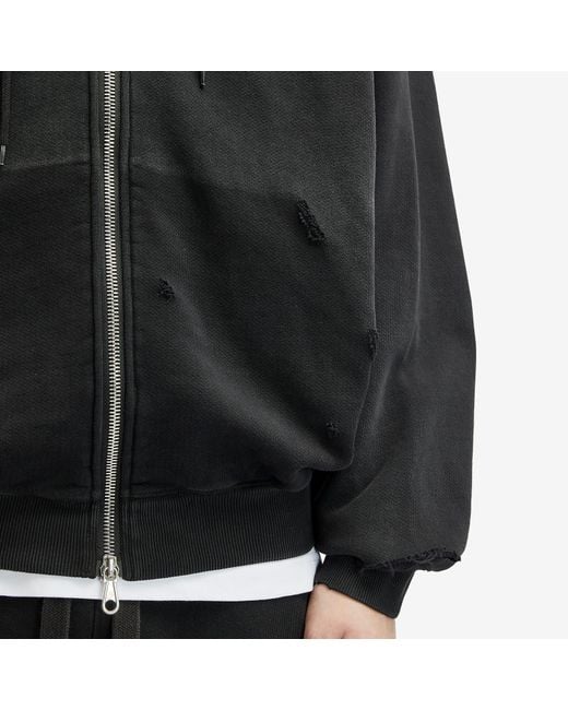 Cole Buxton Black Distressed Removed Pocket Zip Hoodie for men