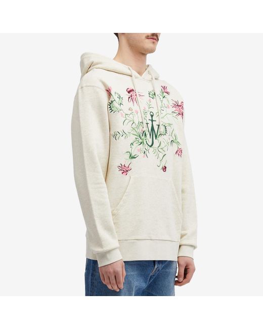 J.W. Anderson White Pol Thistle Embroidery Hoodie for men
