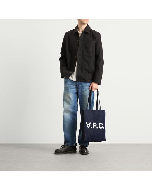 A.P.C. Blue Laure Denim Tote Bag for men