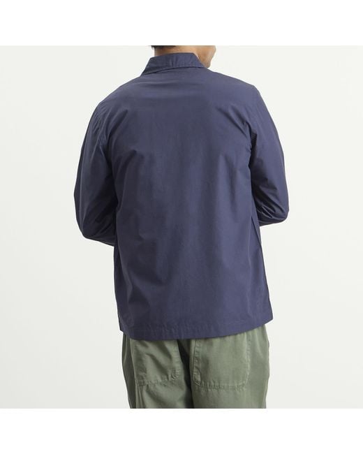 Universal Works Blue Peached Poplin Bakers Overshirt for men