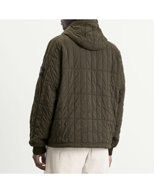 Stone Island Green Ultralight Nylon Quilted-Tc Hooded Jacket for men