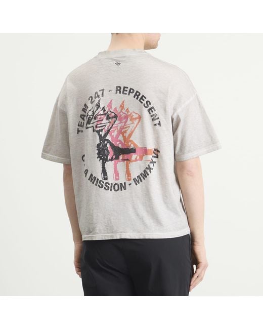 REPRESENT 247 White Torch Crop T-Shirt for men