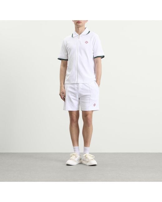 Casablanca White Velour Zip Up Shirt for men