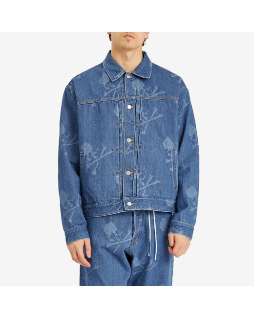 MASTERMIND WORLD Blue Monogram Denim Jacket for men