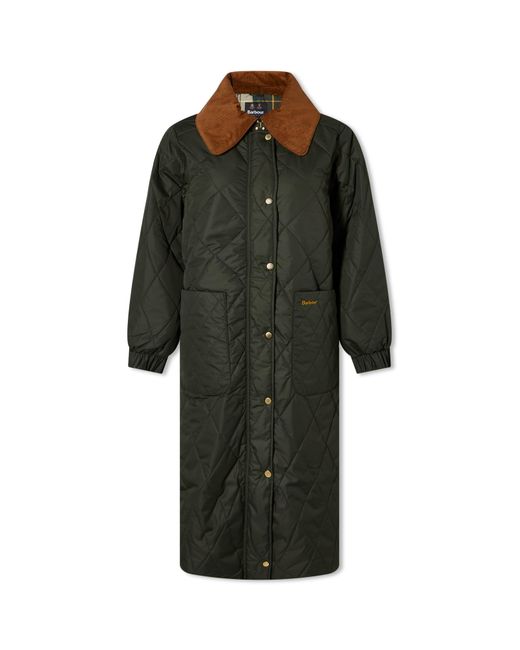 Barbour Green Marsett Longline Quilt Coat