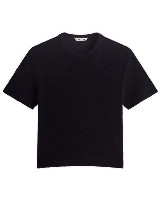AURALEE Washable Wool Pile T-Shirt in Black | Lyst