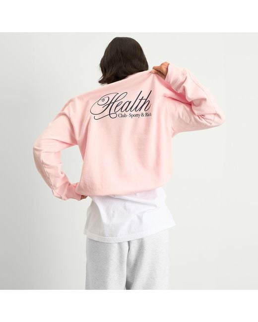 Sporty & Rich Pink Health Script Crew Sweatshirt