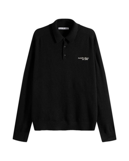 Acne Black Kluxey Light Richard Yak Polo Jumper for men