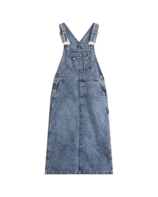 Dickies Bib Overall Midi Dress in Blue | Lyst