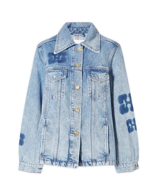 Ganni Blue Patch Denim Jacket