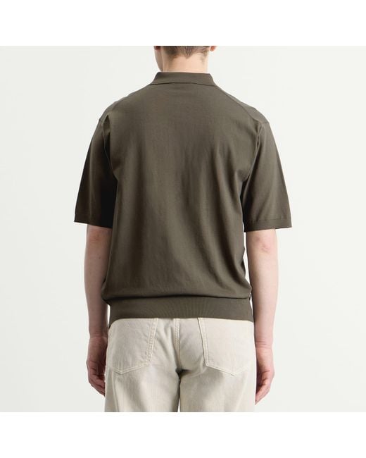 Auralee Brown Knitted Polo for men