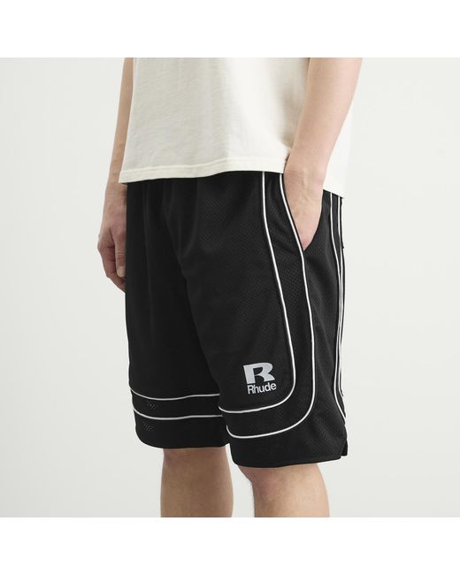 Rhude Black Baggy Mesh Basketball Shorts for men