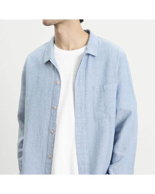 Folk Blue Patch Shirt for men